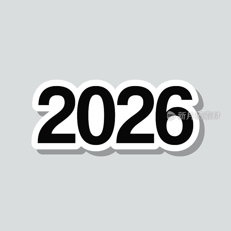 2026 - 2026年。图标贴纸在灰色背景